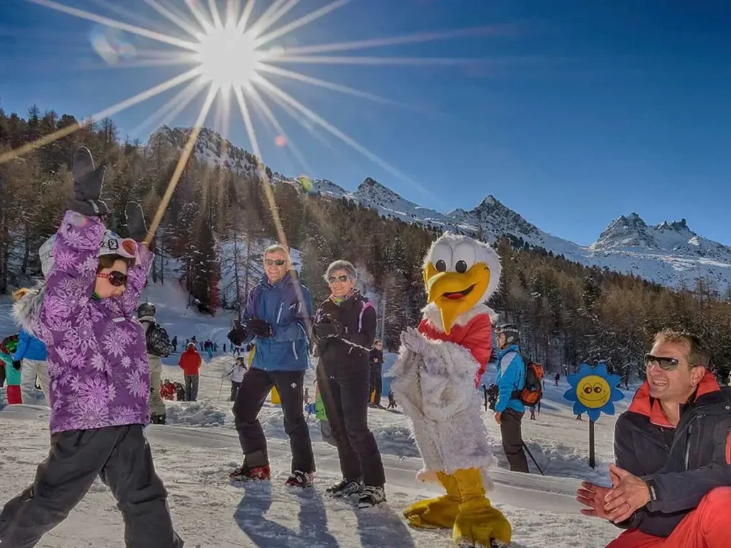 Ferien mit Kinder in Grächen. Skispass auf der Hannigalp